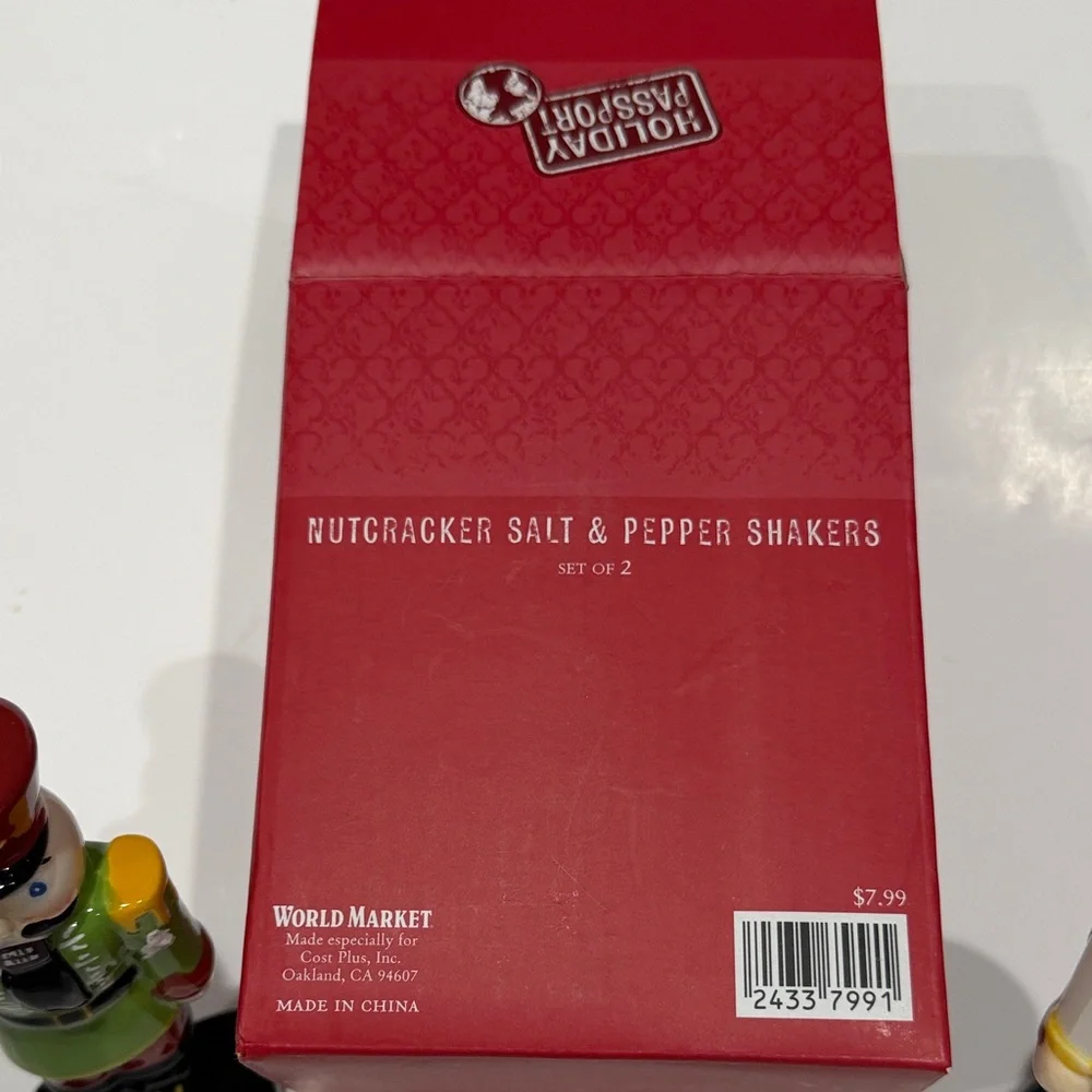 World Market Nutcracker Salt & Pepper Shakers 2010 Set of 2 Original Box